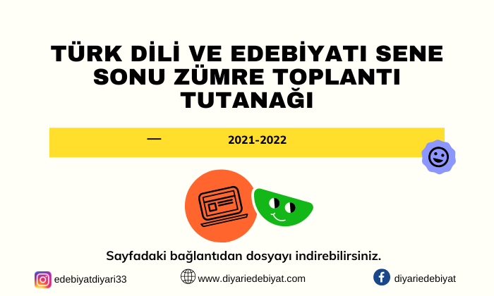 TÜRK DİLİ VE EDEBİYATI SENE SONU ZÜMRE TOPLANTI TUTANAĞI