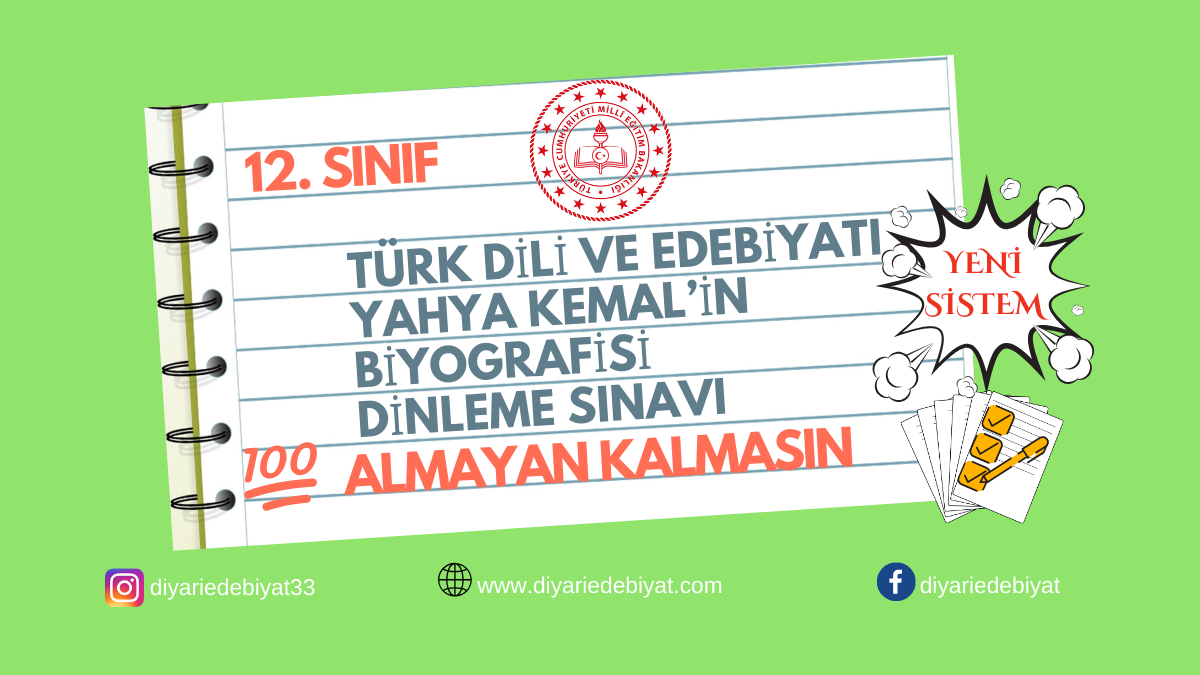 12. Sınıf Türk Dili ve Edebiyatı Yahya Kemal Biyografisi Dinleme Sınavı
