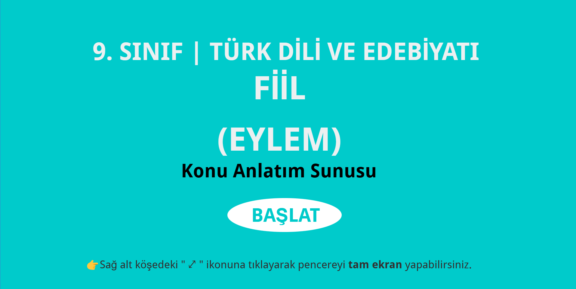 9. Sınıf Fiil (Eylem) Konu Anlatım Sunusu