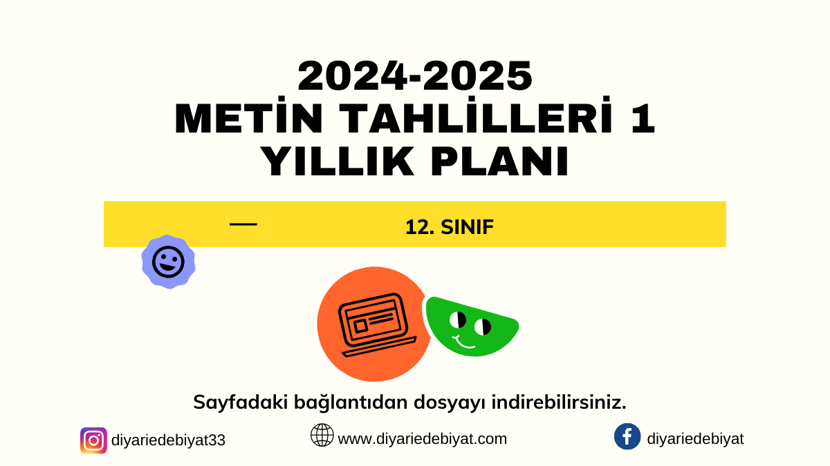 12. Sınıf Metin Tahlilleri 2 Dersi Yıllık Planı