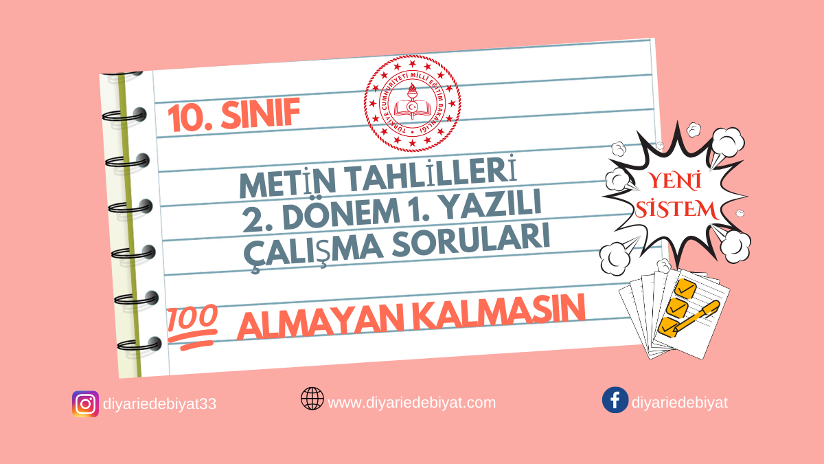 Metin Tahlilleri 2. Dönem 1. Yazılı Çalışma Soruları ve Cevapları